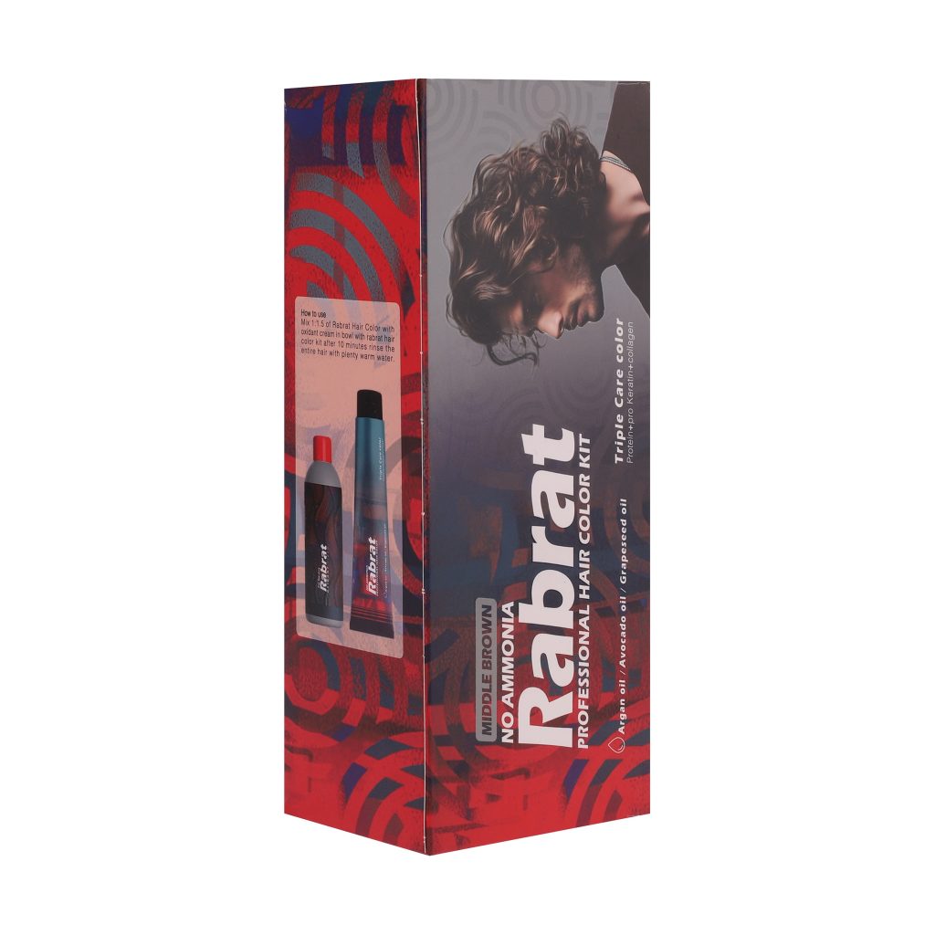 Rabrat hair color middle brown ، کیت رنگ مو رابرات مردانه قهوه ای متوسط